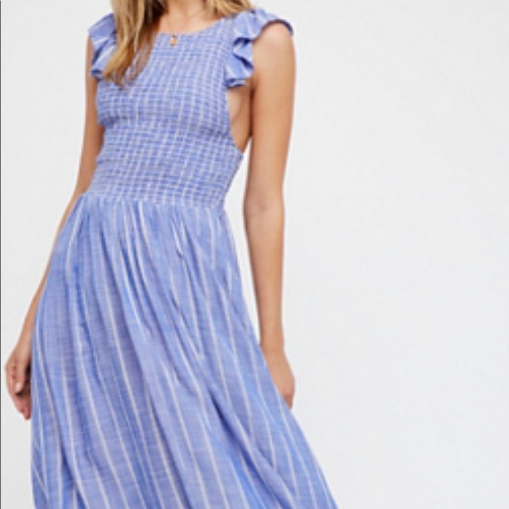 Free People Chambray Butterflies Midi Dress